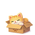 WellFed Cats mascot in a box