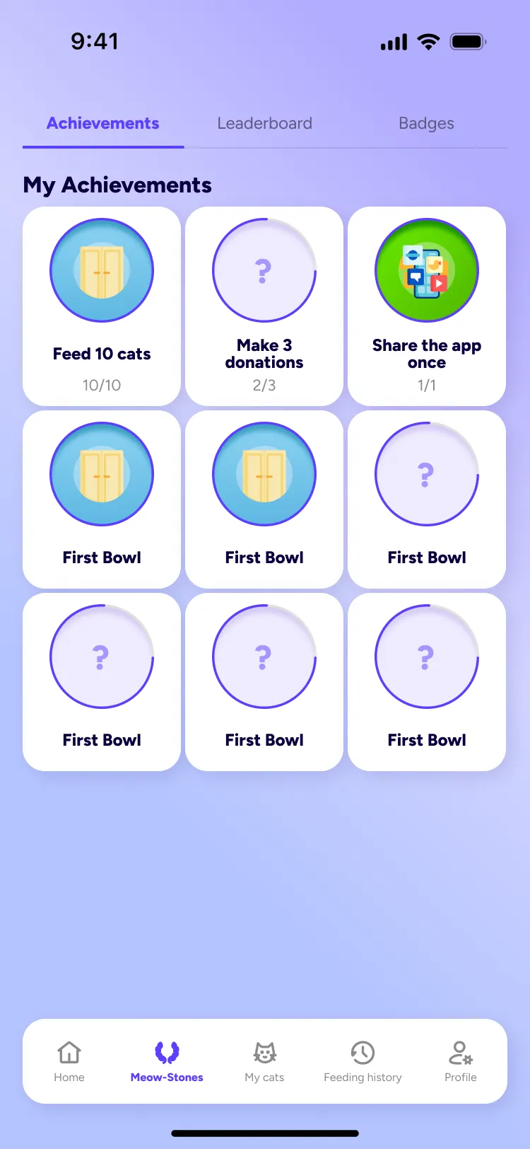 Achievements and badges grid